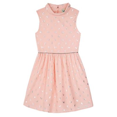 Yumi Girl pink Collared Cat Print Dress